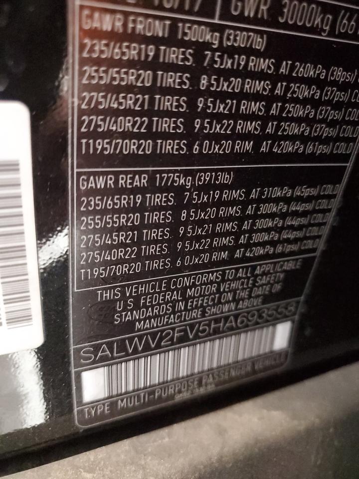 2017 Land Rover Range Rover Sport Hse Dynamic VIN: SALWV2FV5HA693558 Lot: 92585975