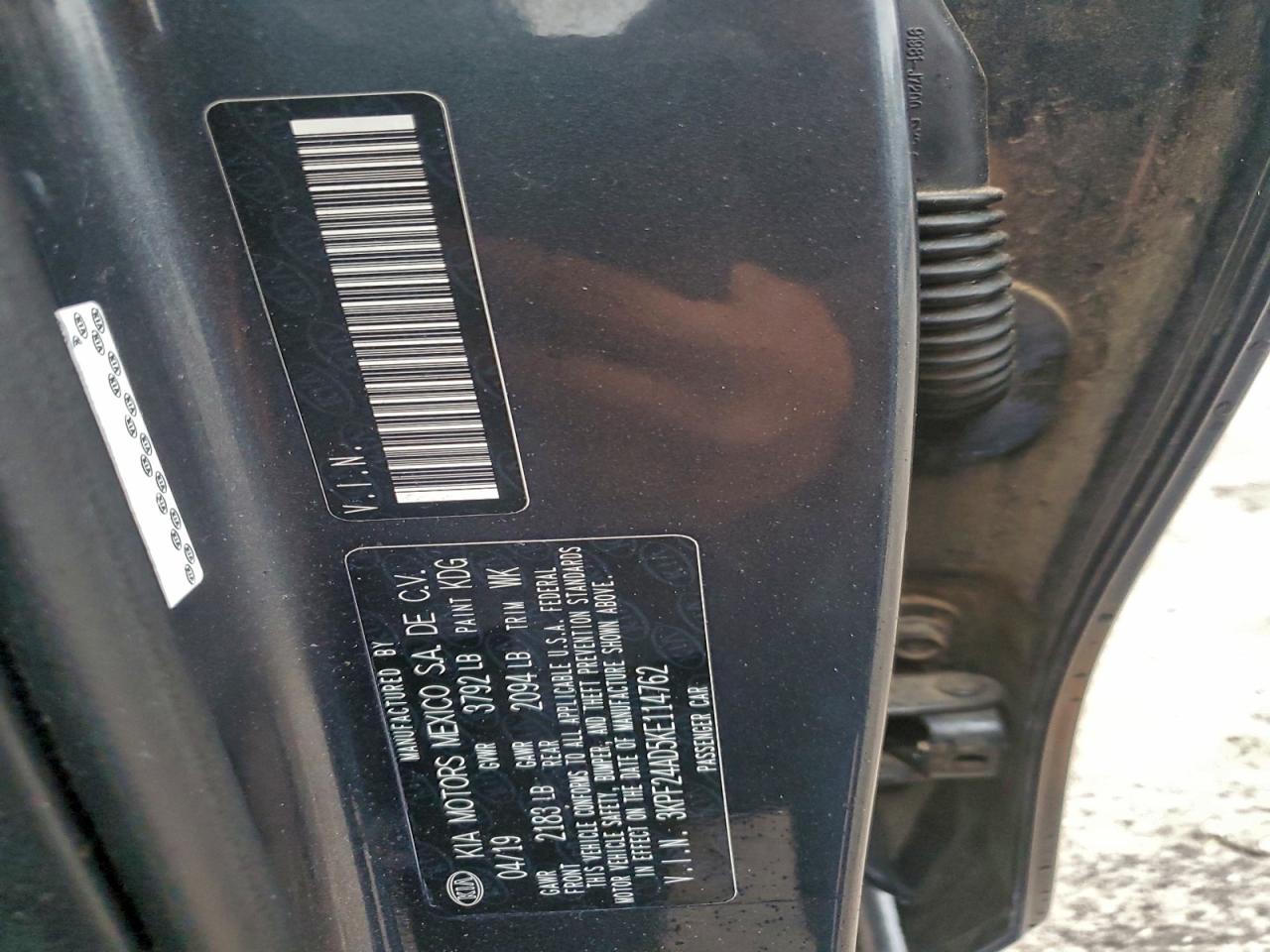 2019 Kia Forte Fe VIN: 3KPF24AD5KE114762 Lot: 92291105