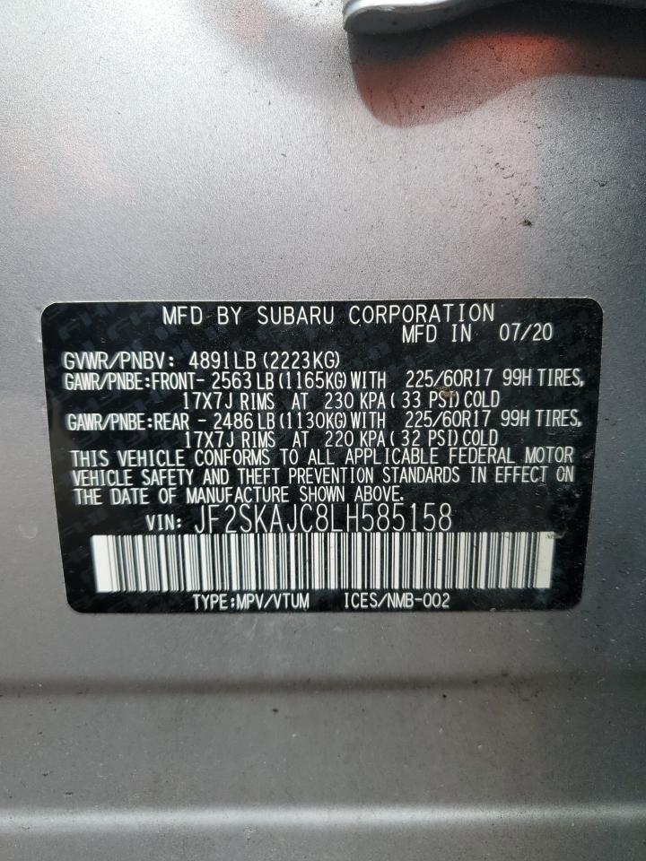 2020 Subaru Forester Premium VIN: JF2SKAJC8LH585158 Lot: 90973245