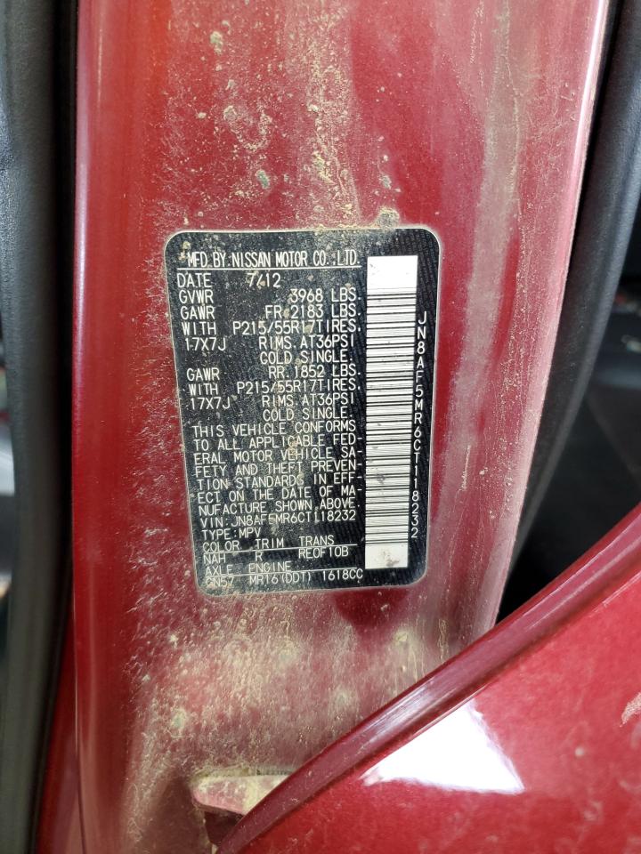 2012 Nissan Juke S VIN: JN8AF5MR6CT118232 Lot: 92168615