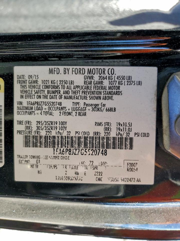 2016 Ford Mustang Shelby Gt350 VIN: 1FA6P8JZ7G5520748 Lot: 94714045