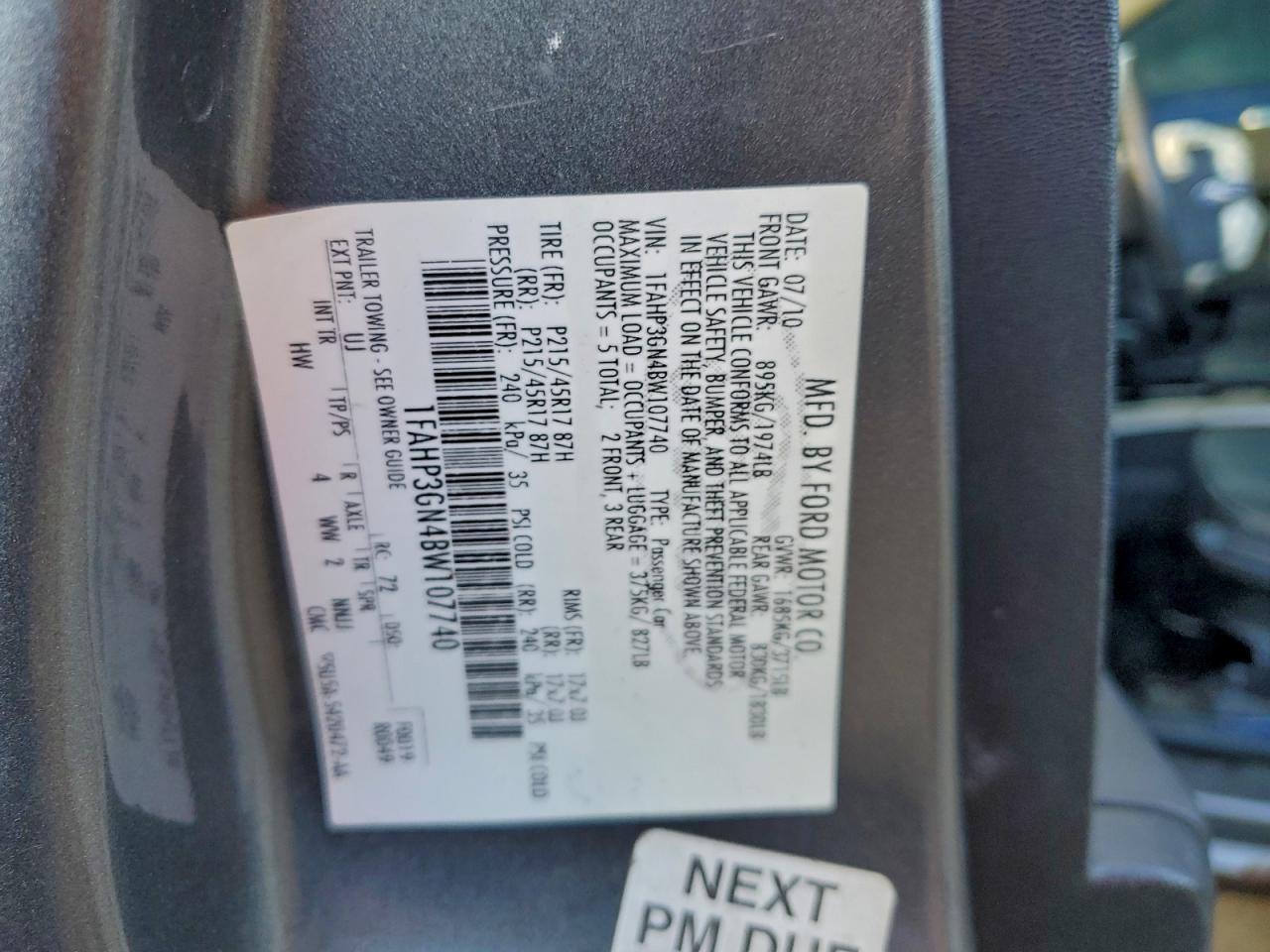 2011 Ford Focus Ses VIN: 1FAHP3GN4BW107740 Lot: 93841495