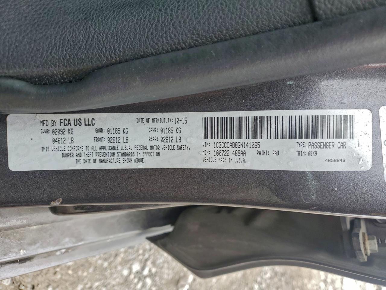 2016 Chrysler 200 Limited VIN: 1C3CCCAB8GN141065 Lot: 94037645