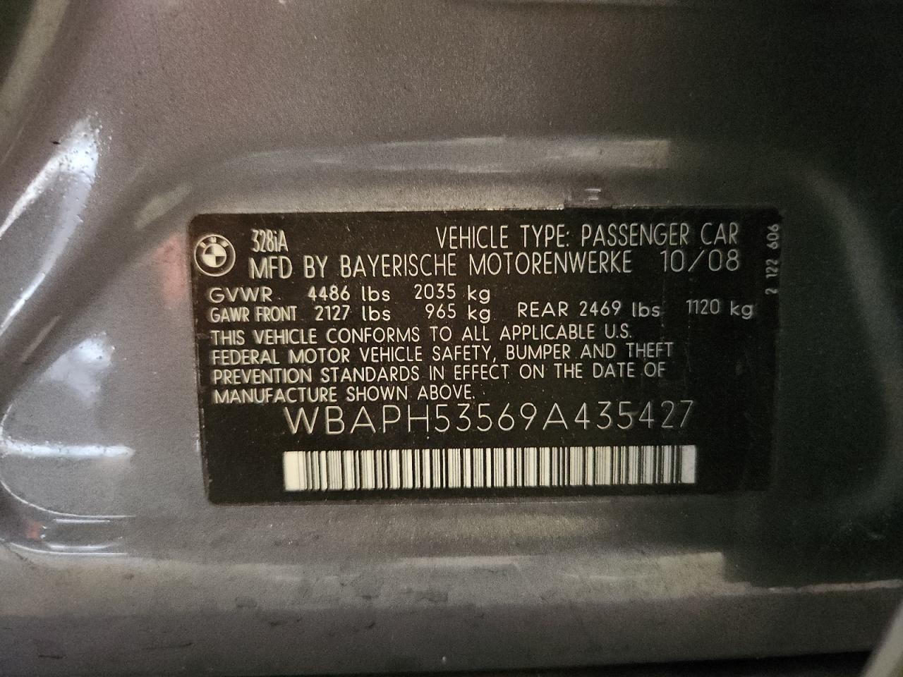 2009 BMW 328 I Sulev VIN: WBAPH53569A435427 Lot: 91640135