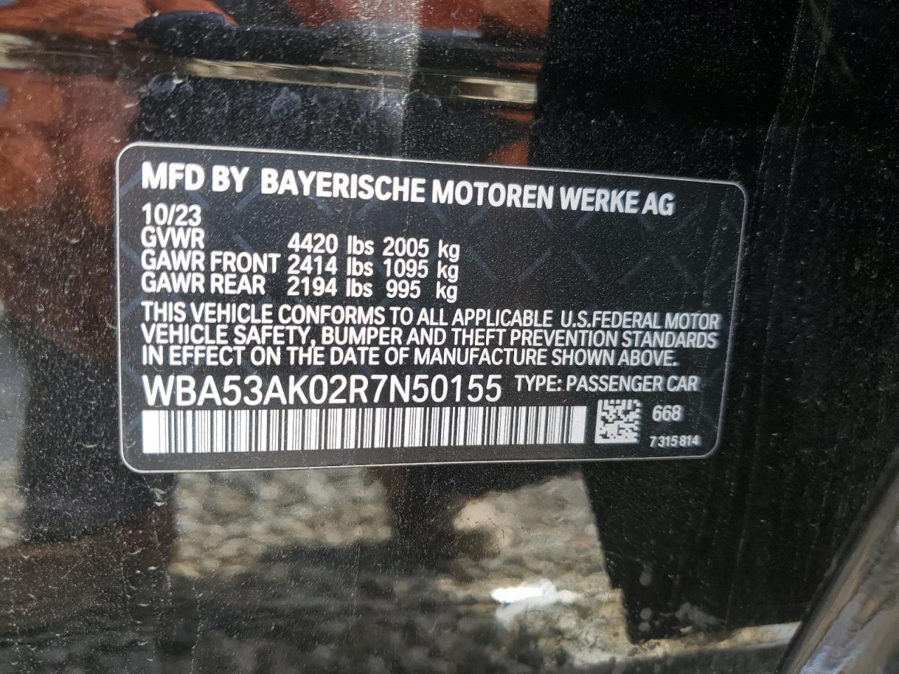 2024 BMW 228I VIN: WBA53AK02R7N50155 Lot: 91050115