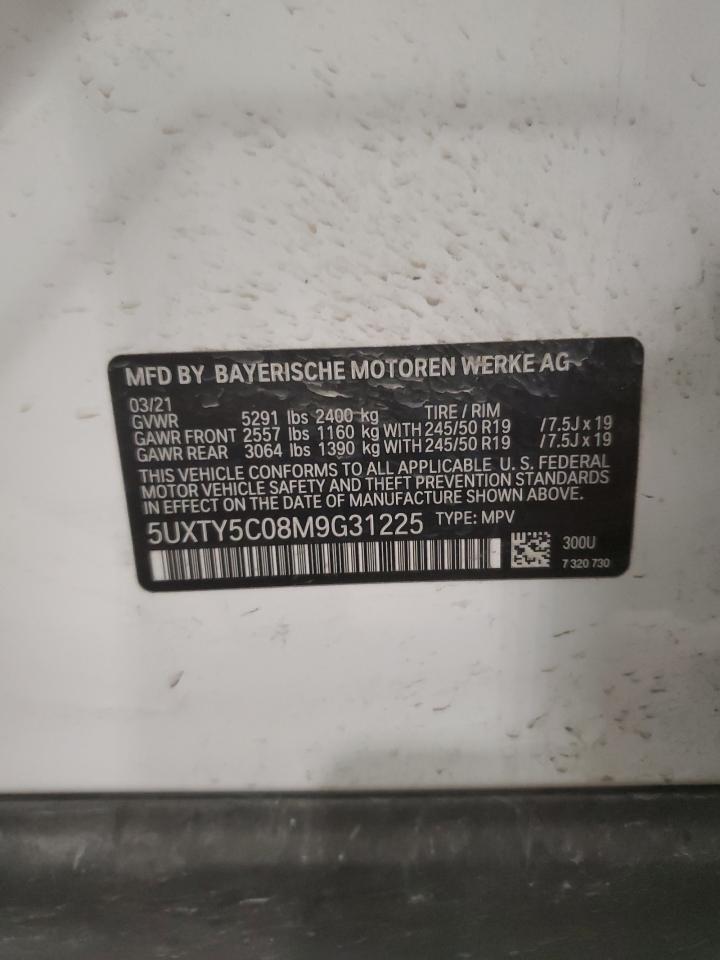 2021 BMW X3 xDrive30I VIN: 5UXTY5C08M9G31225 Lot: 91680345