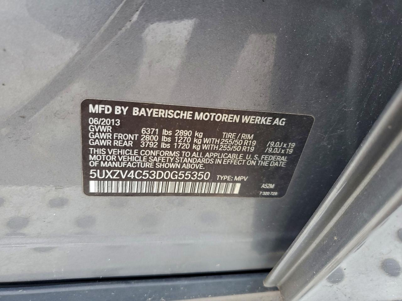 2013 BMW X5 xDrive35I VIN: 5UXZV4C53D0G55350 Lot: 93679435