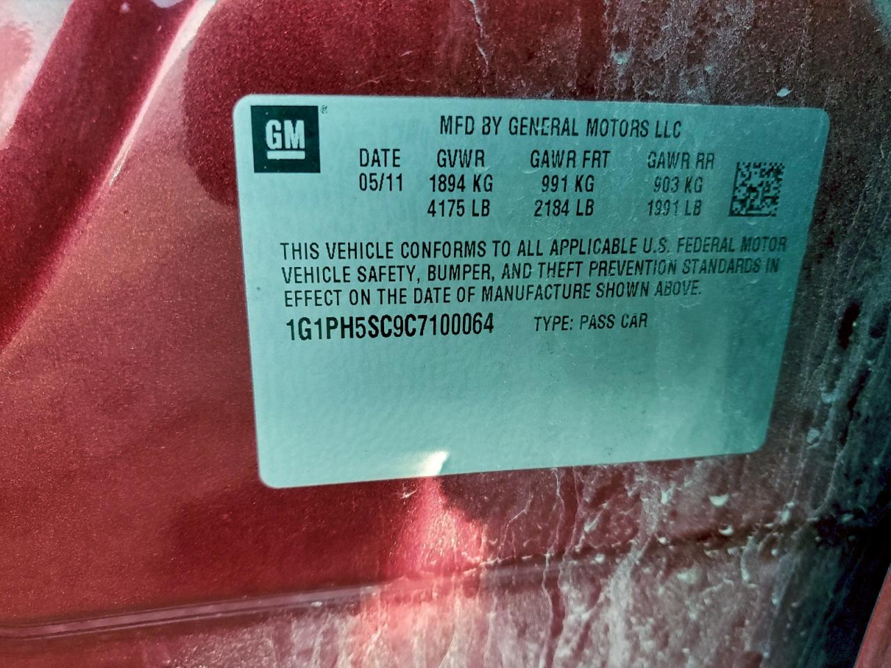 2012 Chevrolet Cruze Ltz VIN: 1G1PH5SC9C7100064 Lot: 93596815