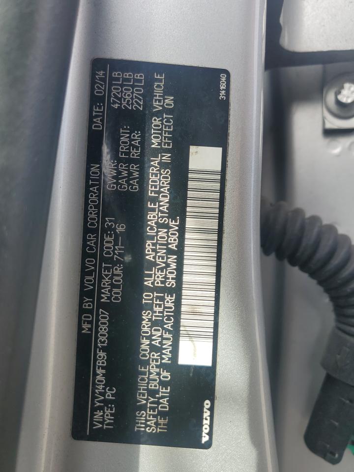 2015 Volvo S60 Premier VIN: YV140MFB9F1308007 Lot: 89874545