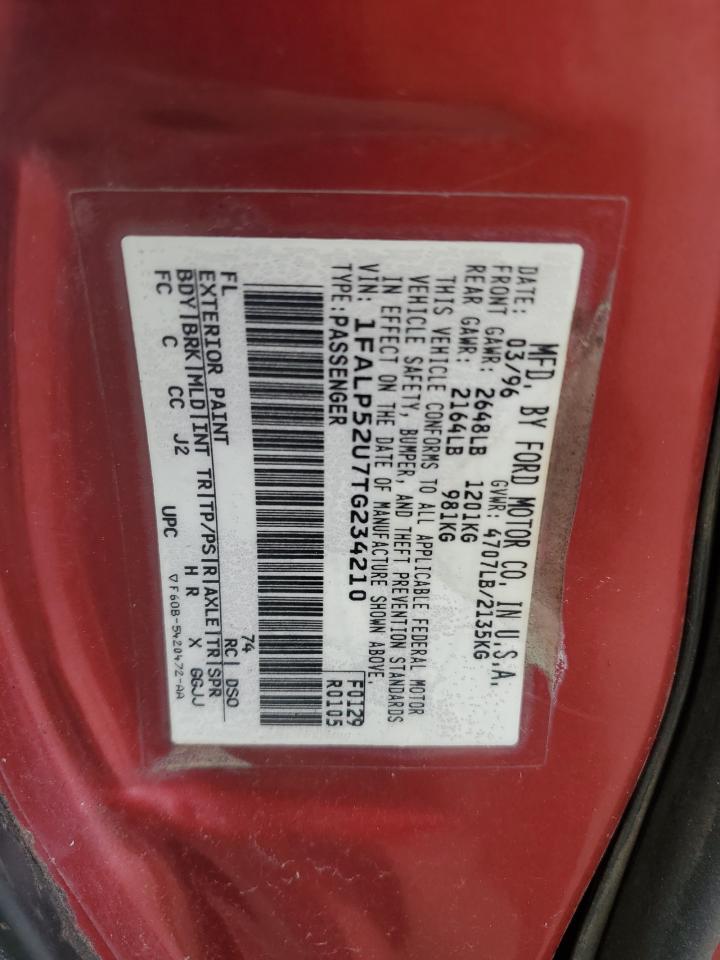 1996 Ford Taurus Gl VIN: 1FALP52U7TG234210 Lot: 92647965