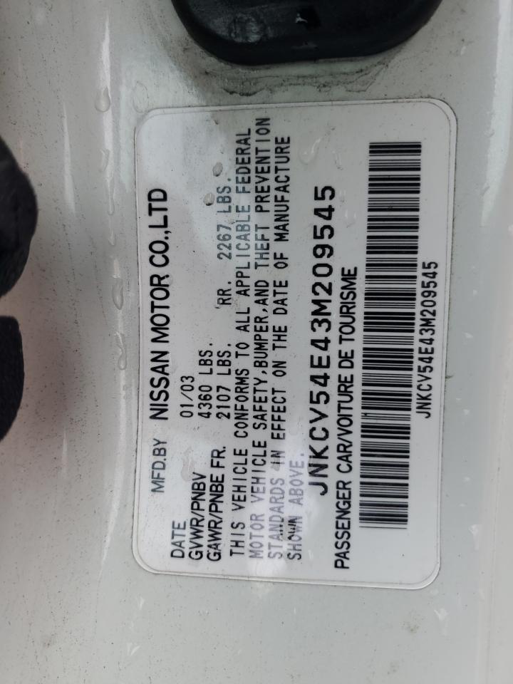 2003 Infiniti G35 VIN: JNKCV54E43M209545 Lot: 93738935