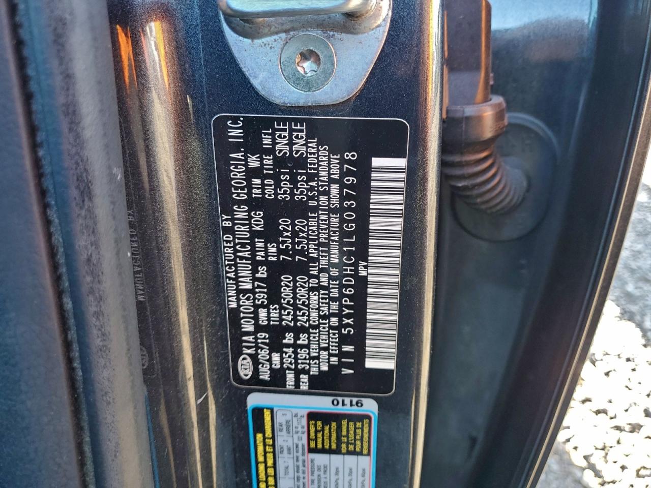 2020 Kia Telluride S VIN: 5XYP6DHC1LG037978 Lot: 93953075