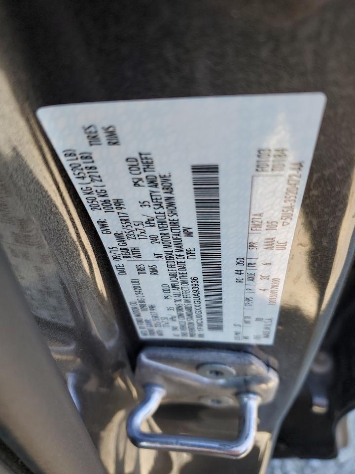 2016 Ford Escape Se VIN: 1FMCU0GXXGUA93936 Lot: 92067355