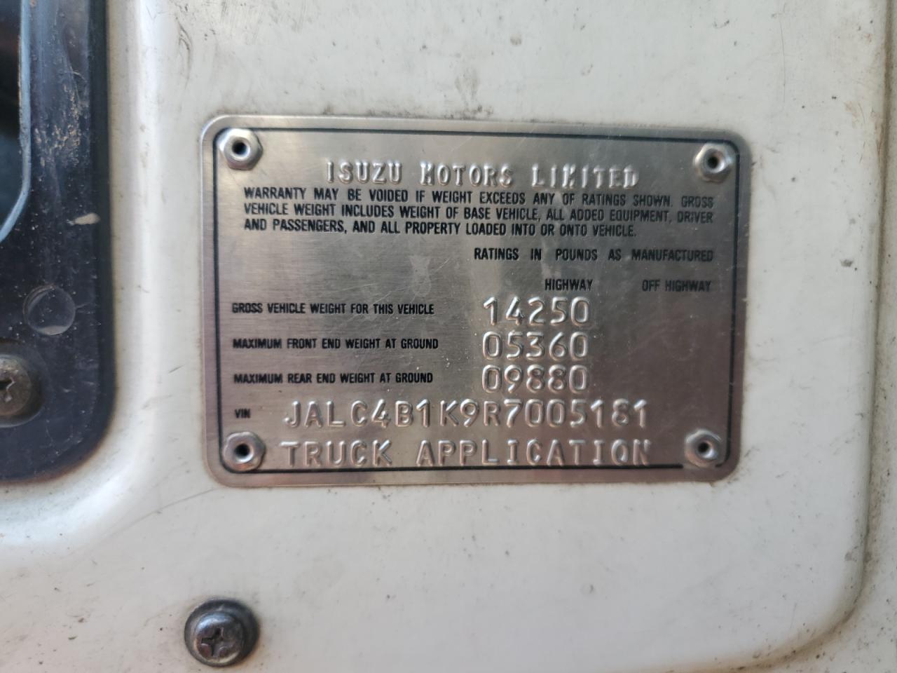 1994 Isuzu Npr Box Truck VIN: JALC4B1K9R7005181 Lot: 92284205