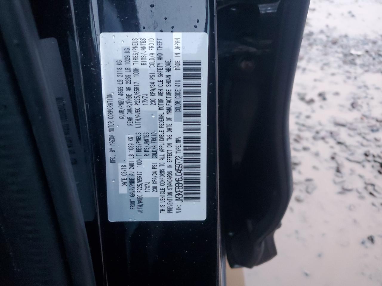 2018 Mazda Cx-5 Sport VIN: JM3KFBBM6J0459772 Lot: 92469275