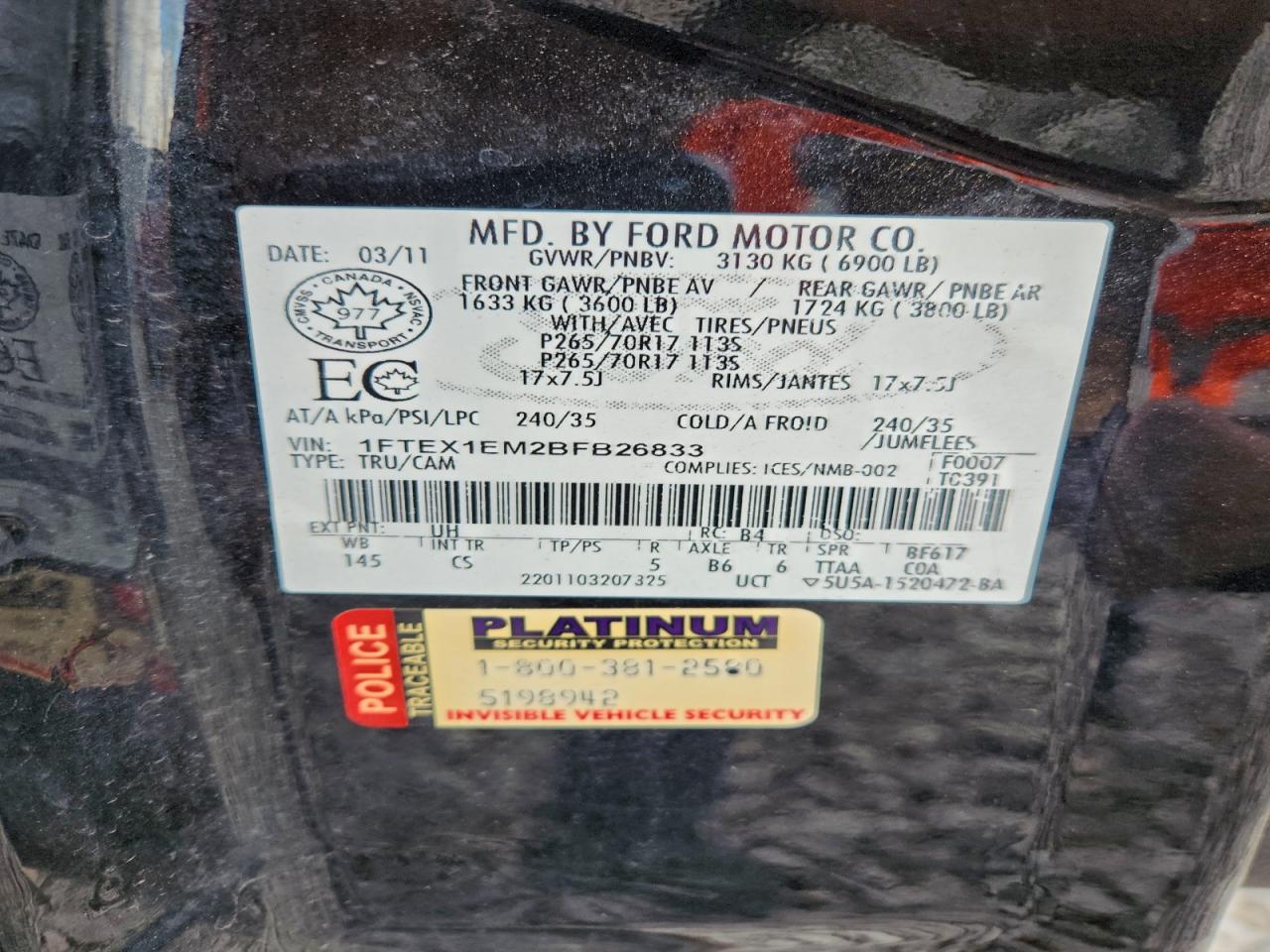 2011 Ford F150 Super Cab VIN: 1FTEX1EM2BFB26833 Lot: 93510985