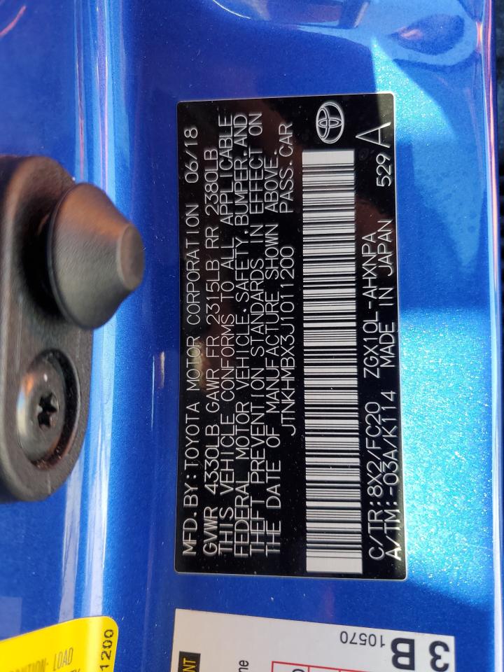 2018 Toyota C-Hr Xle VIN: JTNKHMBX3J1011200 Lot: 93312415