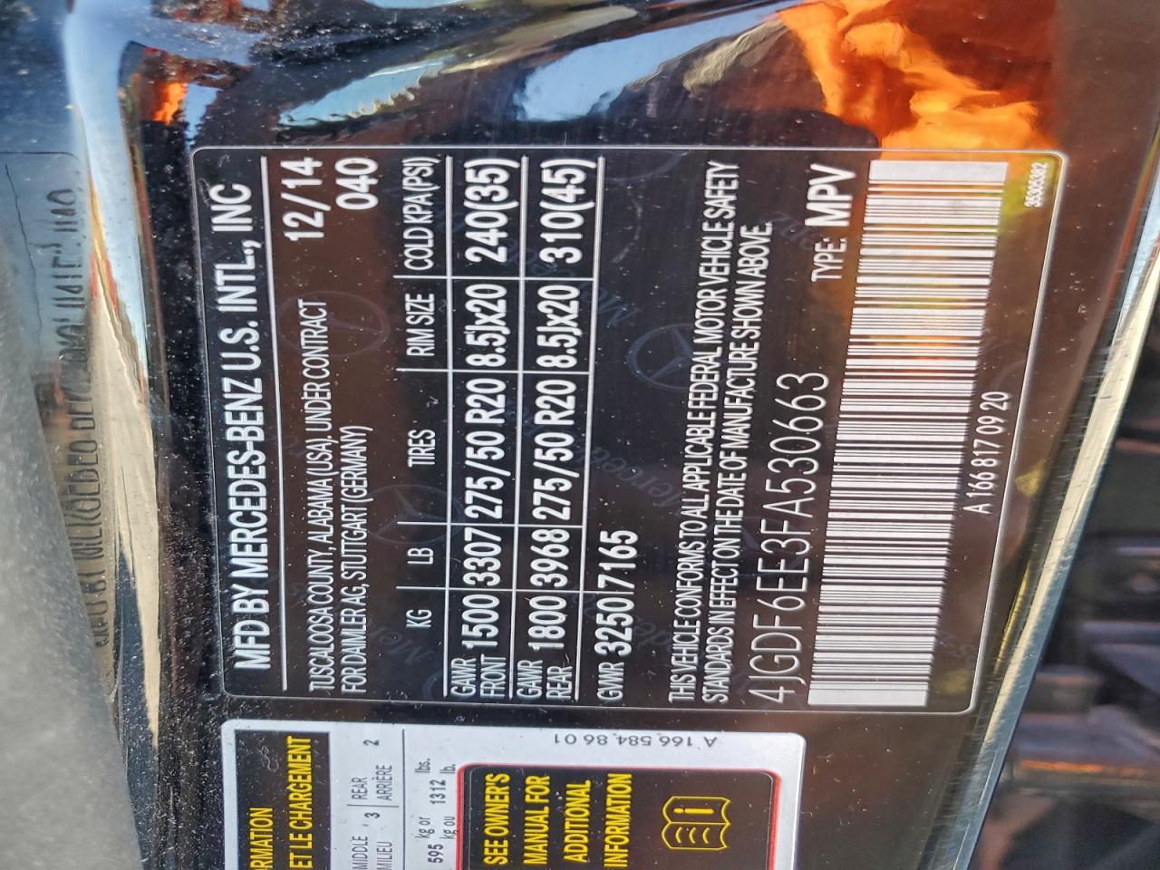 2015 Mercedes-Benz Gl 450 4Matic VIN: 4JGDF6EE3FA530663 Lot: 93809435