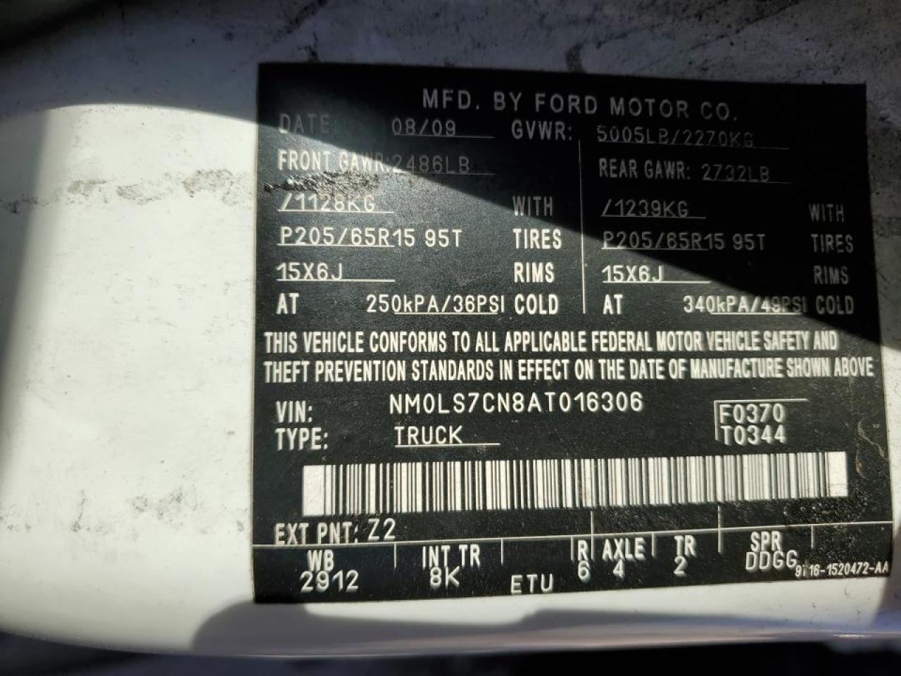 2010 Ford Transit Connect Xl 1 VIN: NM0LS7CN8AT016306 Lot: 91881975