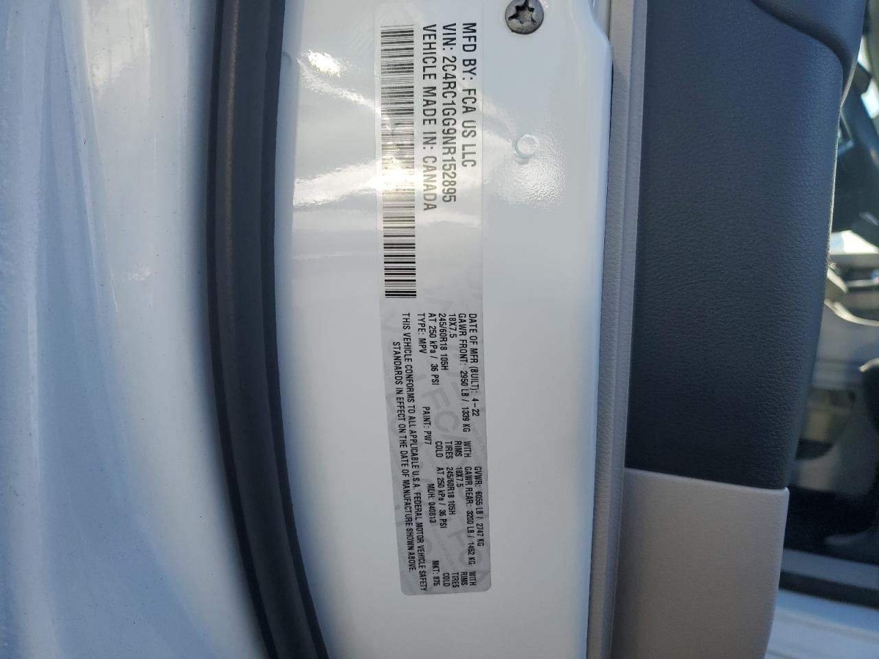 2022 Chrysler Pacifica Limited VIN: 2C4RC1GG9NR152895 Lot: 93188415