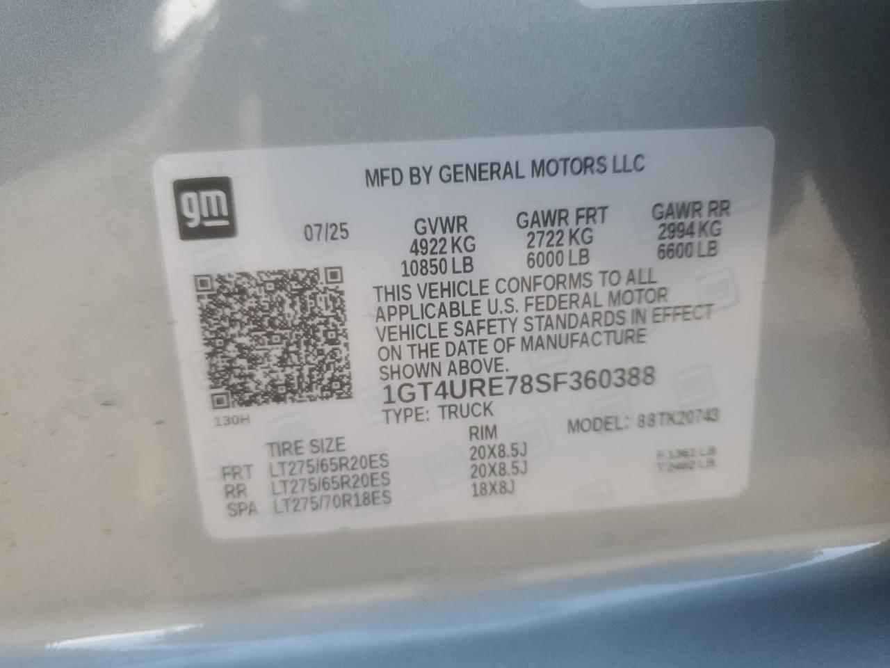 2025 GMC Sierra K2500 Denali VIN: 1GT4URE78SF360388 Lot: 92649315