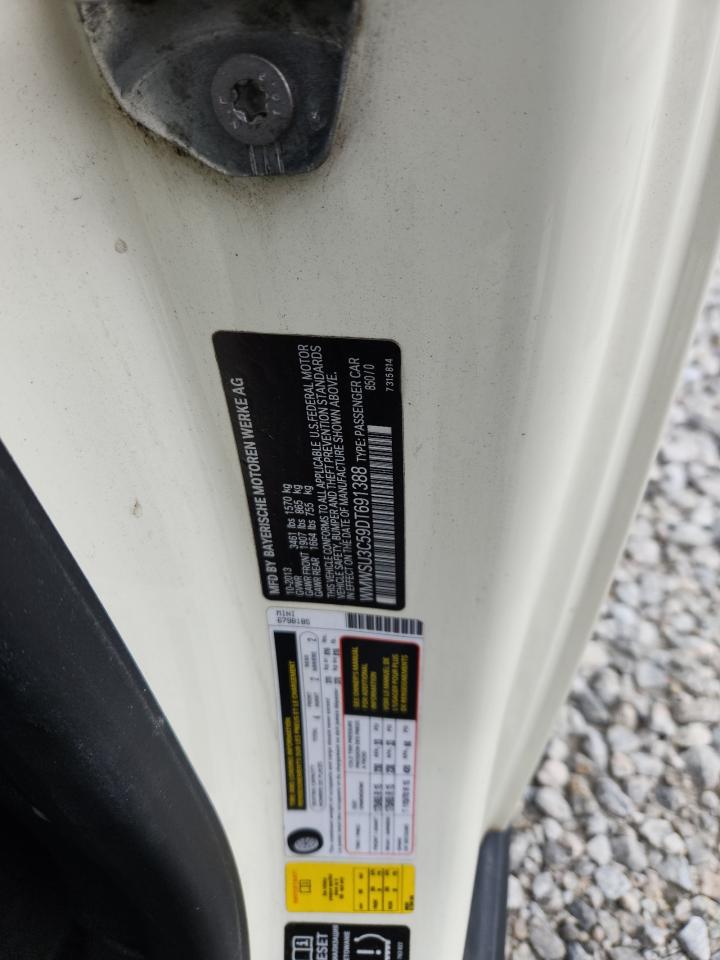 2013 Mini Cooper VIN: WMWSU3C59DT691388 Lot: 92316975