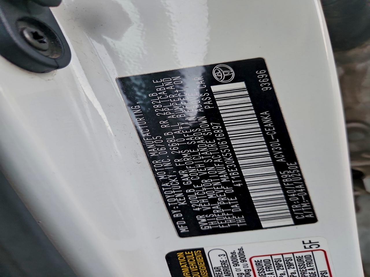 2005 Toyota Camry Le VIN: 4T1BE30K55U616897 Lot: 94791785