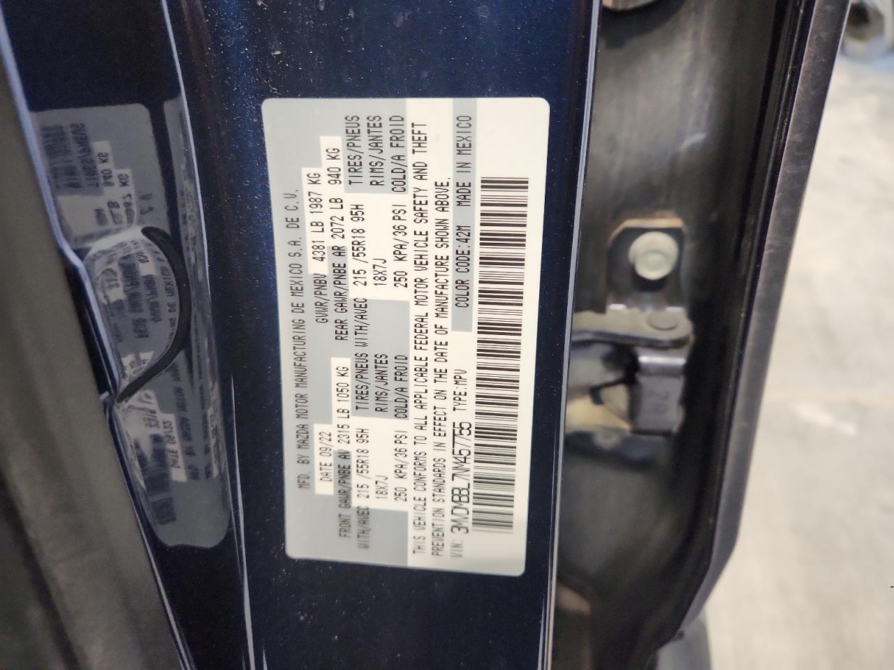 2022 Mazda Cx-30 Select VIN: 3MVDMBBL7NM457755 Lot: 92247175