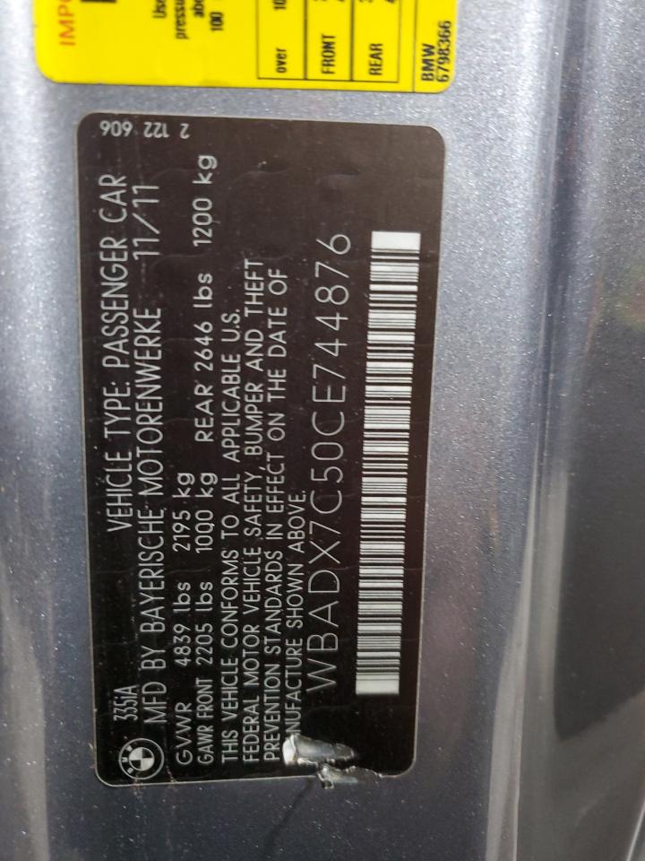 2012 BMW 335 I VIN: WBADX7C50CE744876 Lot: 92671785