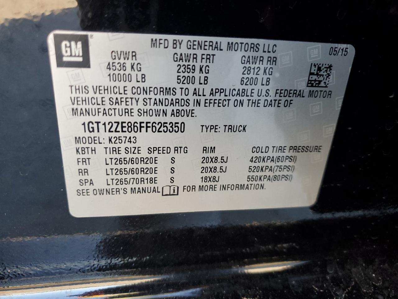 2015 GMC Sierra K2500 Slt VIN: 1GT12ZE86FF625350 Lot: 92718155