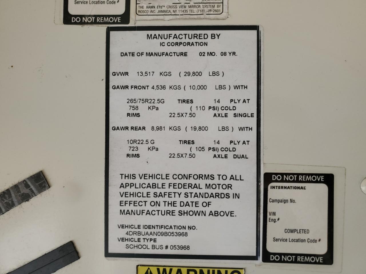 2009 Ic Corporation 3000 Ce VIN: 4DRBUAAN09B053968 Lot: 91494535