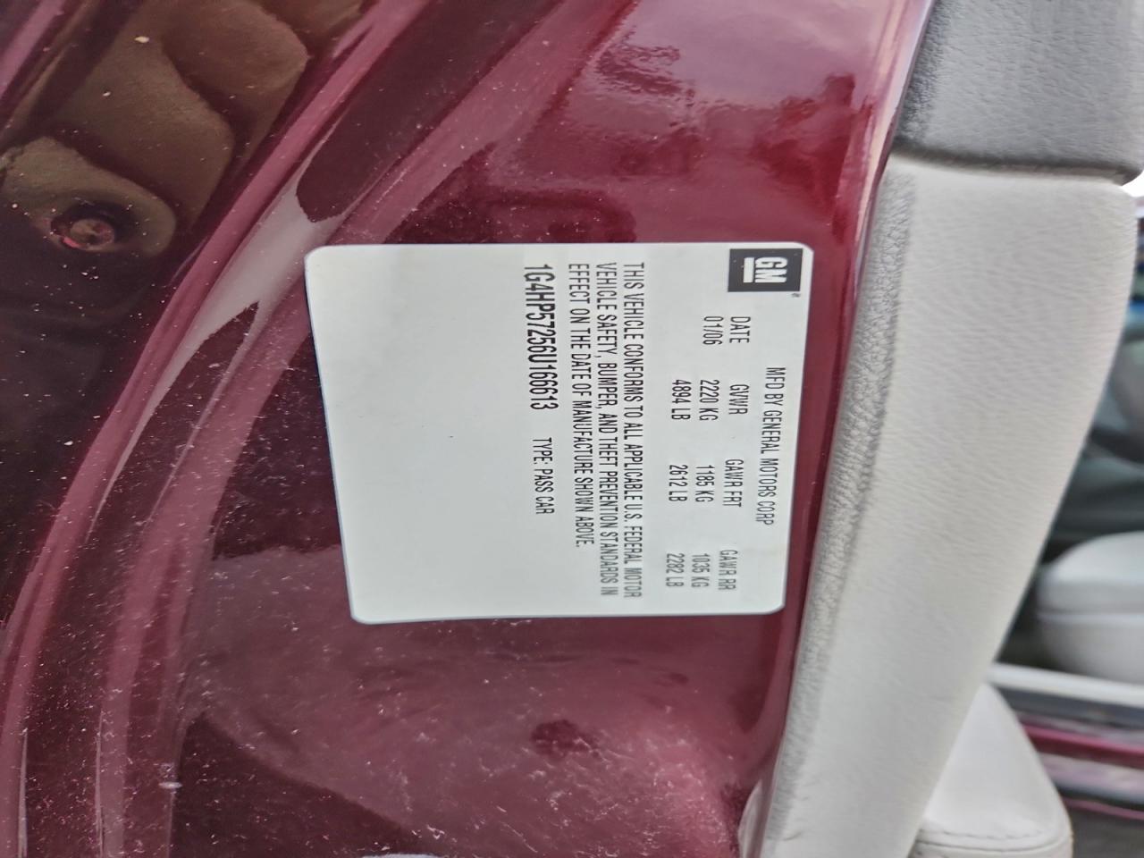 2006 Buick Lucerne Cx VIN: 1G4HP57256U166613 Lot: 93771955