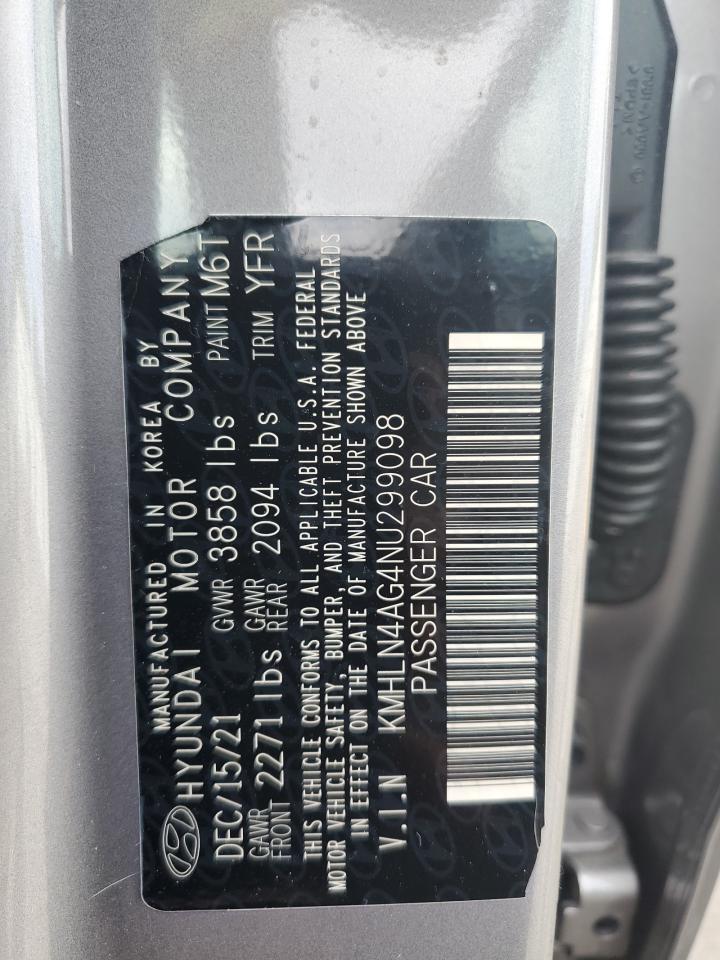 2022 Hyundai Elantra Sel VIN: KMHLN4AG4NU299098 Lot: 91063495