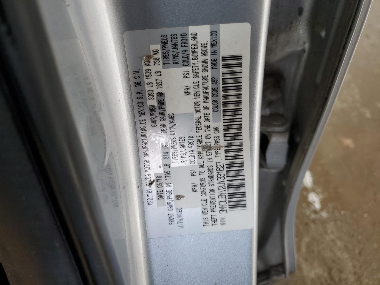 2018 Toyota Yaris Ia VIN: 3MYDLBYV2JY331627 Lot: 92295945