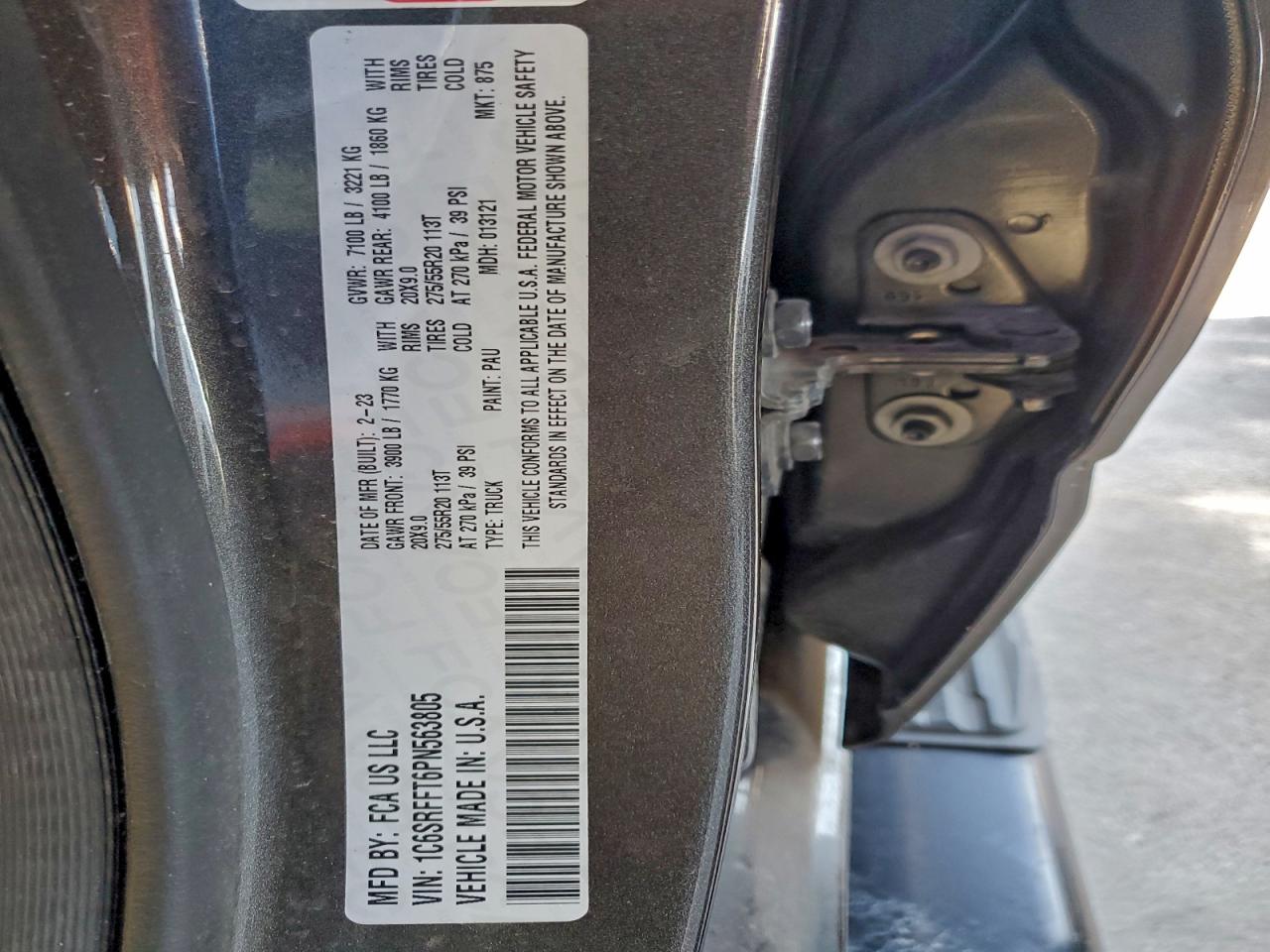 2023 Ram 1500 Big Horn/Lone Star VIN: 1C6SRFFT6PN563805 Lot: 94527405