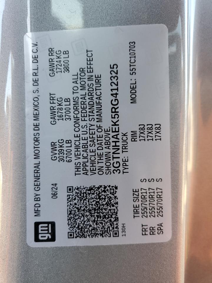 2024 GMC Sierra C1500 VIN: 3GTNHAEK5RG412325 Lot: 91667705