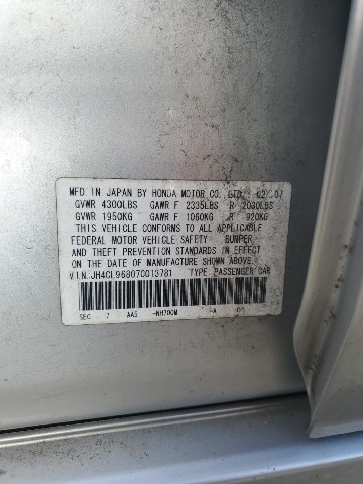 2007 Acura Tsx VIN: JH4CL96807C013781 Lot: 92615645