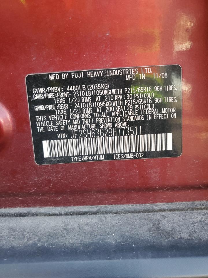 2009 Subaru Forester 2.5X Premium VIN: JF2SH63629H773511 Lot: 93756835