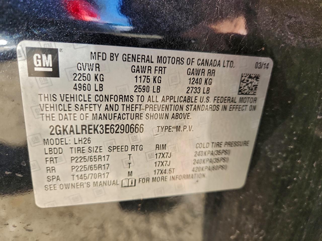 2014 GMC Terrain Sle VIN: 2GKALREK3E6290666 Lot: 93664805