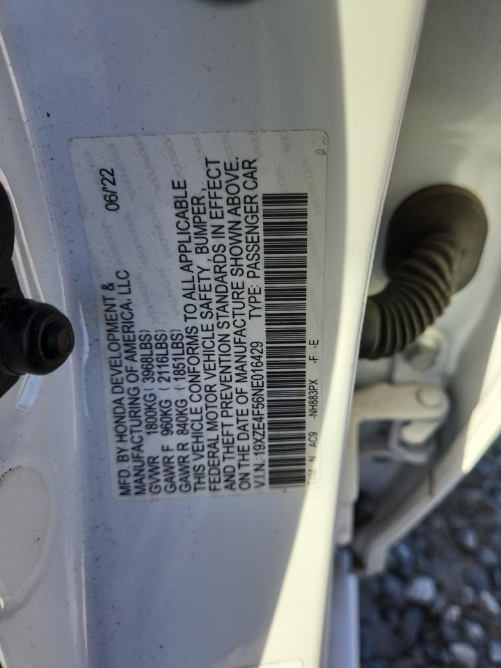 2022 Honda Insight Ex VIN: 19XZE4F56NE016429 Lot: 91498125