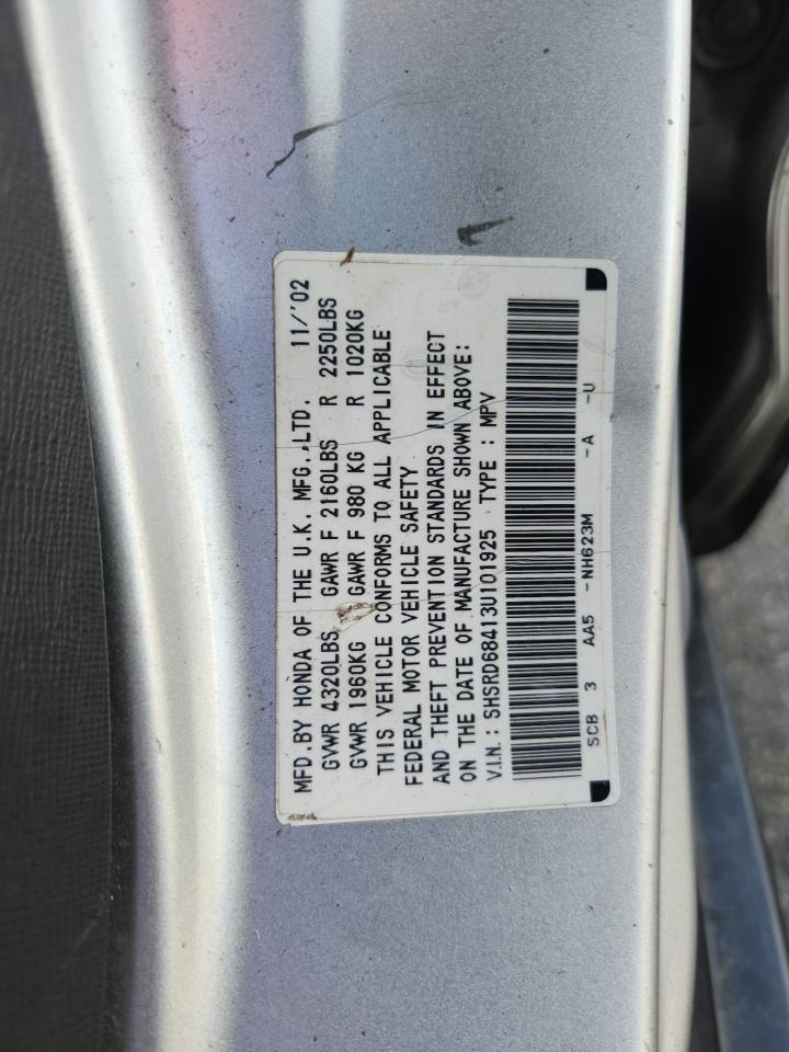 2003 Honda Cr-V Lx VIN: SHSRD68413U101925 Lot: 91346245