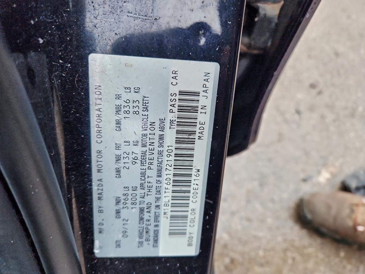 2013 Mazda 3 I VIN: JM1BL1TF6D1721901 Lot: 94366875