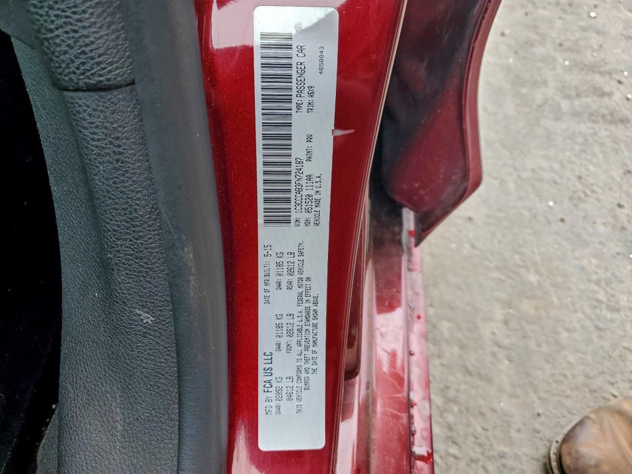 2015 Chrysler 200 Limited VIN: 1C3CCCAB3FN724187 Lot: 93882725