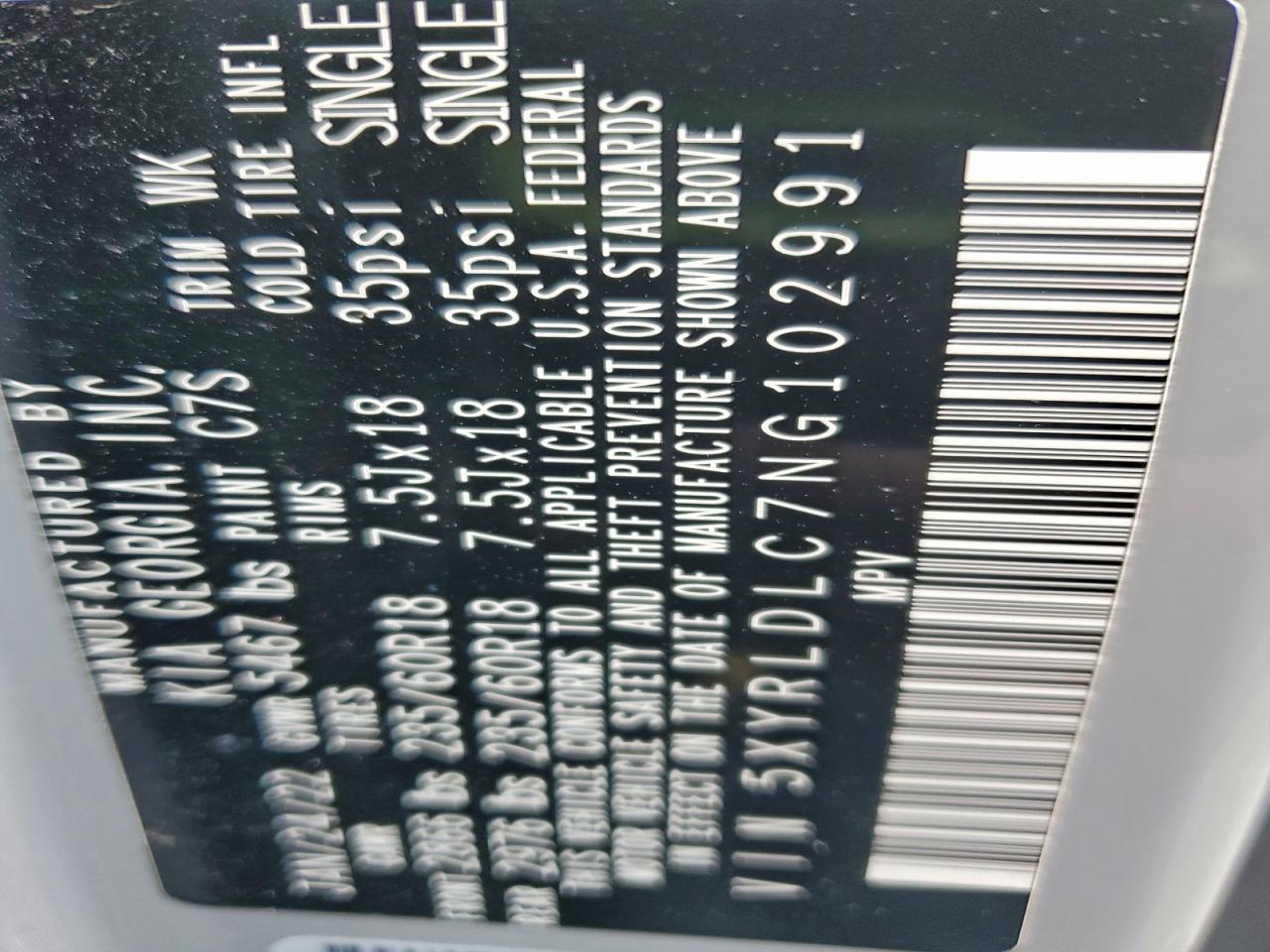 2022 Kia Sorento S VIN: 5XYRLDLC7NG102991 Lot: 93780815