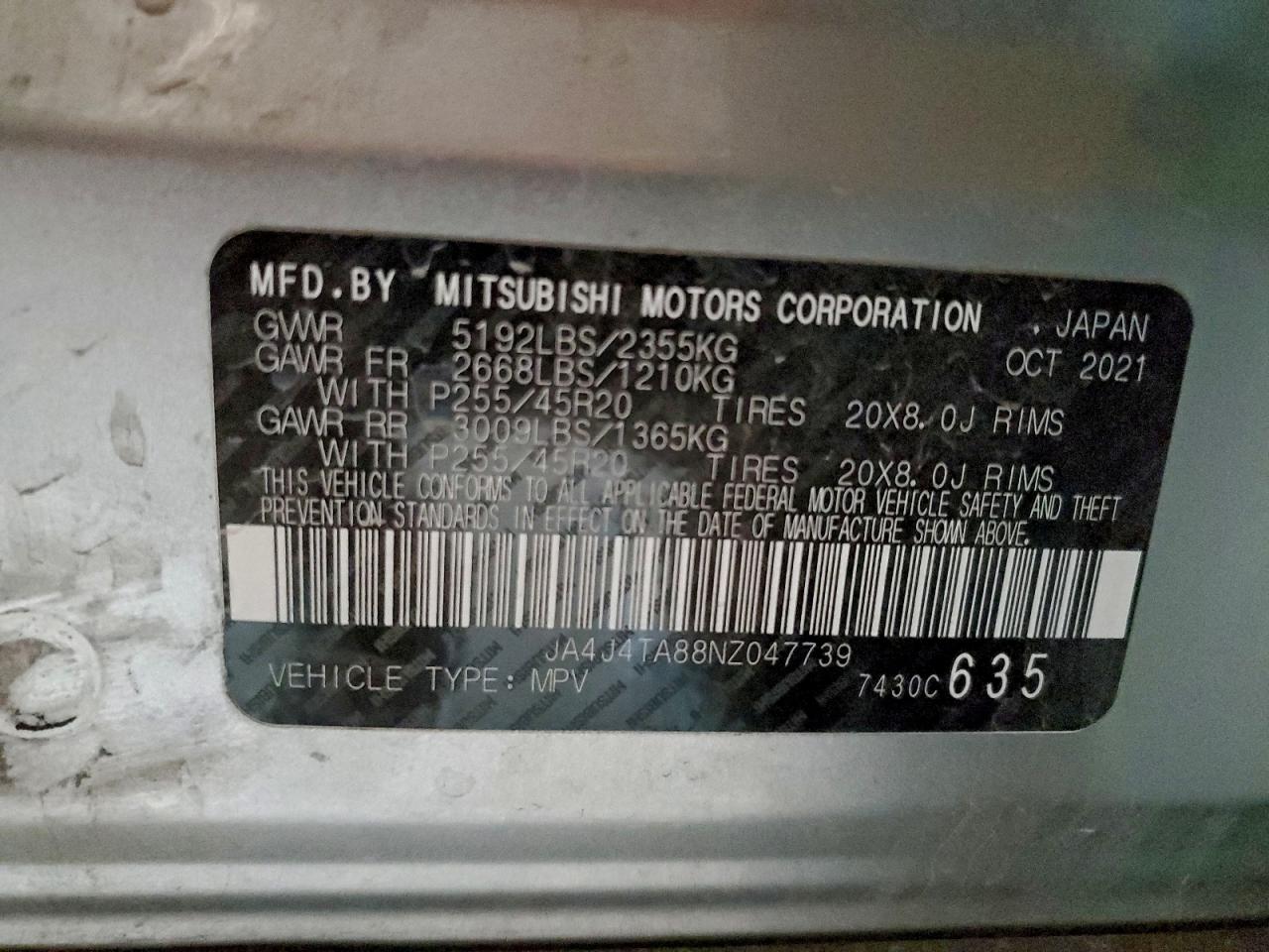 2022 Mitsubishi Outlander Es VIN: JA4J4TA88NZ047739 Lot: 94135575