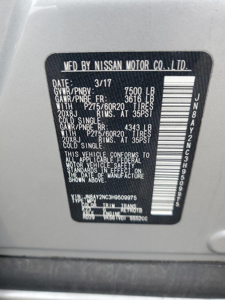 2017 Nissan Armada Sv VIN: JN8AY2NC3H9509975 Lot: 93508725