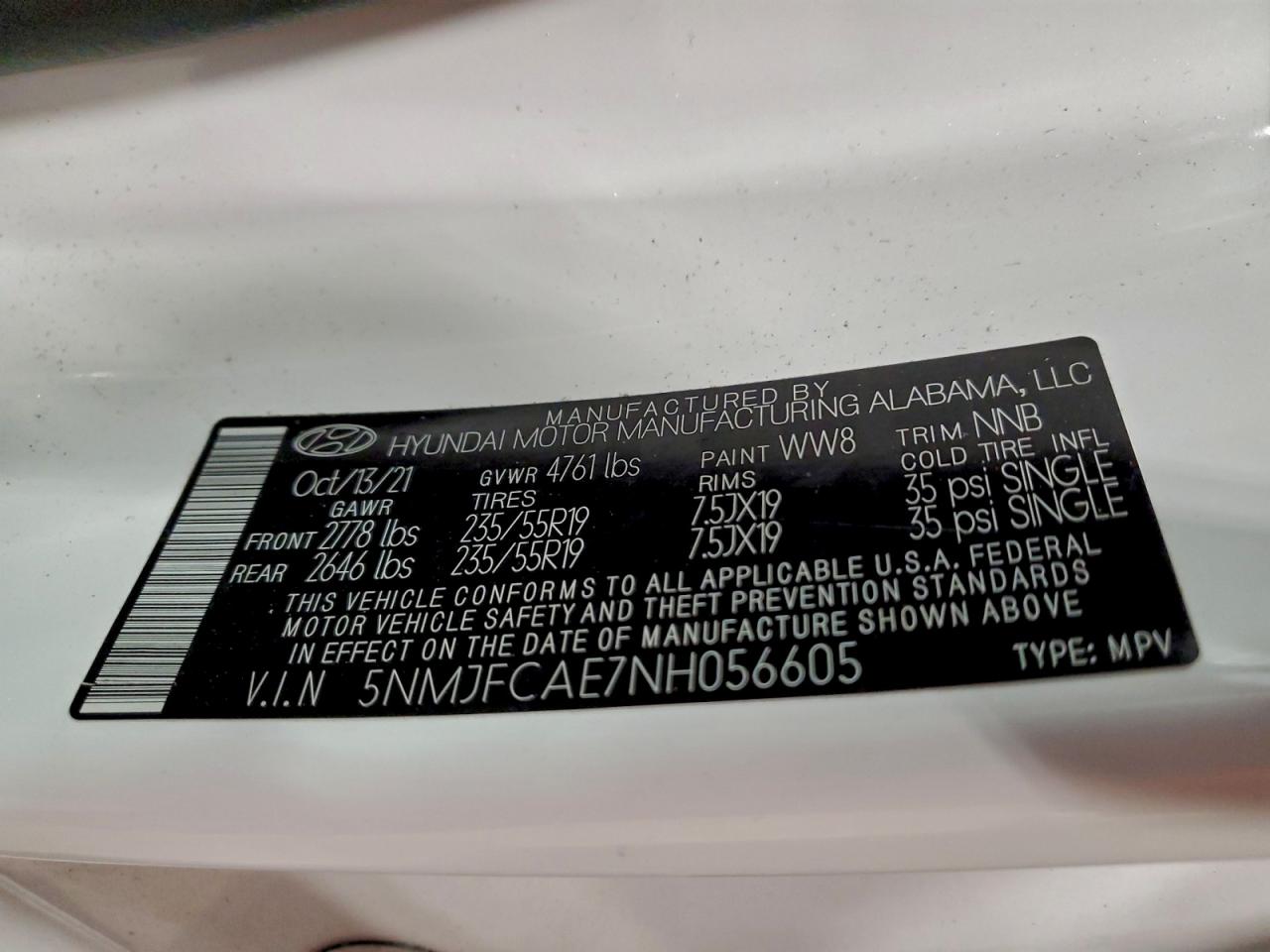 2022 Hyundai Tucson Sel VIN: 5NMJFCAE7NH056605 Lot: 93643835
