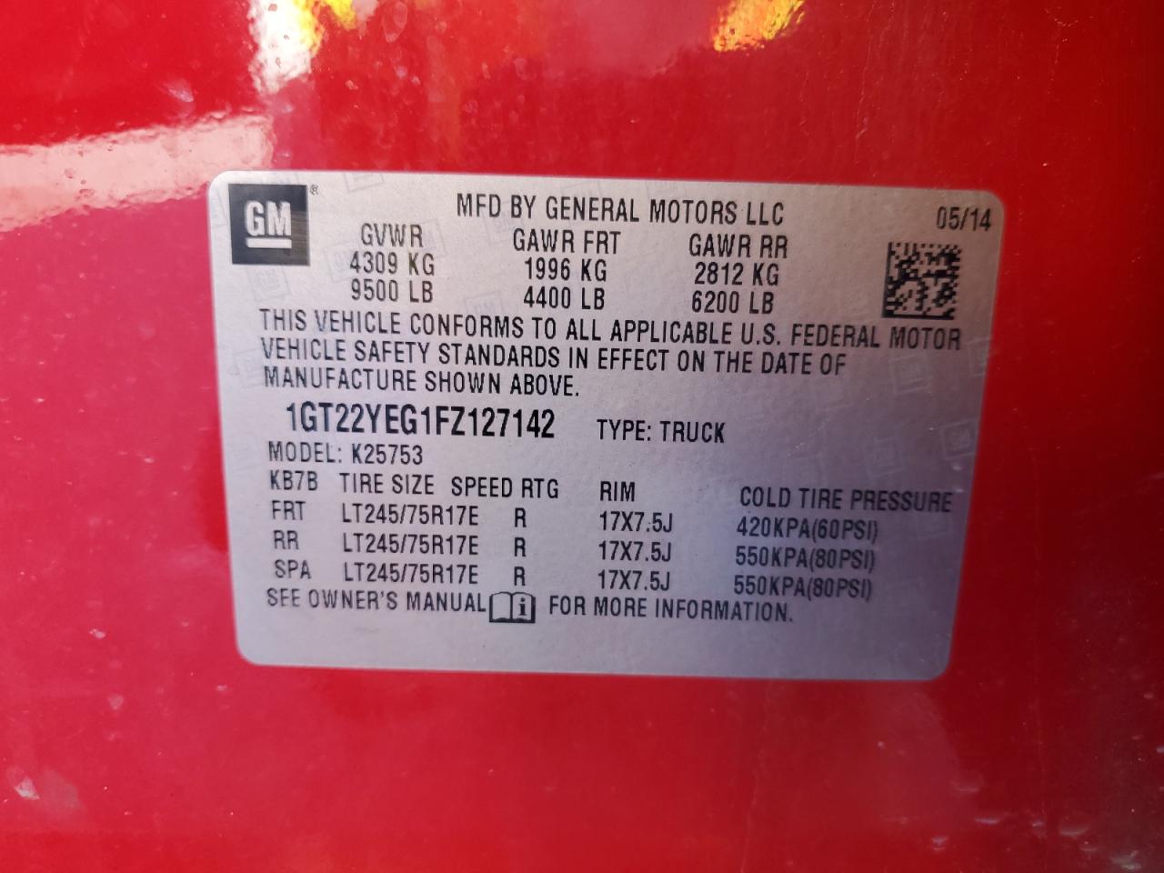 2015 GMC Sierra K2500 Sle VIN: 1GT22YEG1FZ127142 Lot: 91390355
