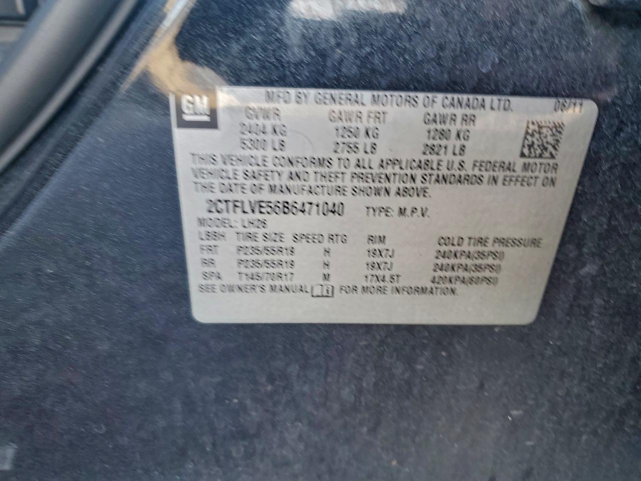 2011 GMC Terrain Slt VIN: 2CTFLVE56B6471040 Lot: 94216225