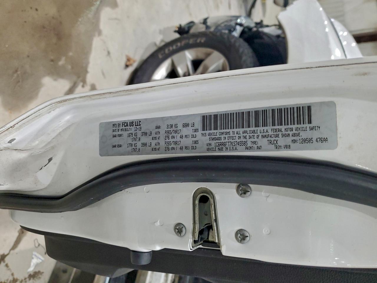 2019 Ram 1500 Classic Tradesman VIN: 1C6RR6FT7KS745585 Lot: 93532275